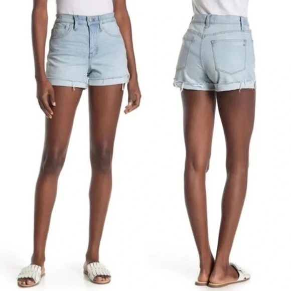 Madewell Pants - Madewell High Rise Raw Hem Cuffed Denim Shorts - Size 26